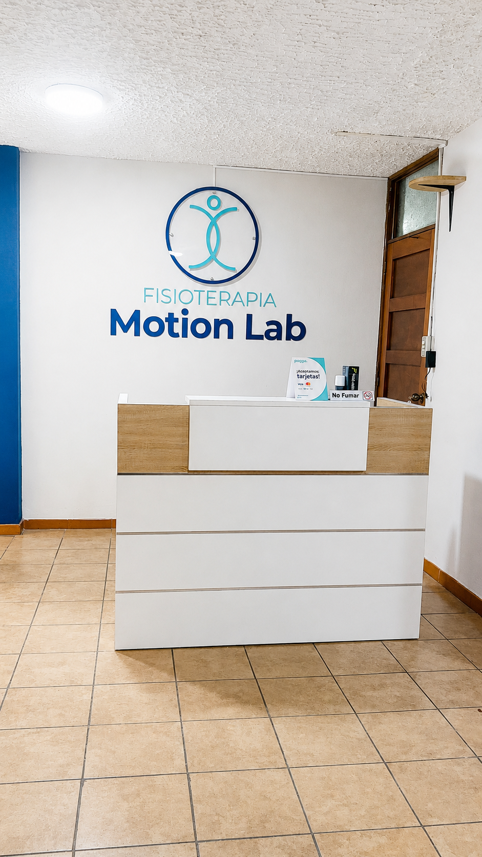 Recepción de la clínica Motion Lab, zona 14, Ciudad de Guatemala